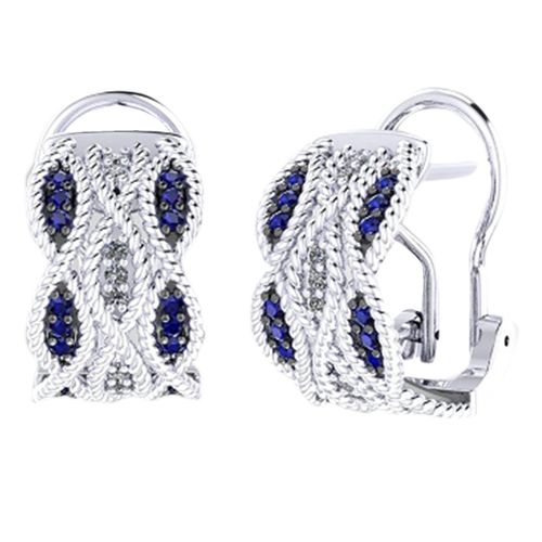 Aretes Zafiro oro Blanco 000346