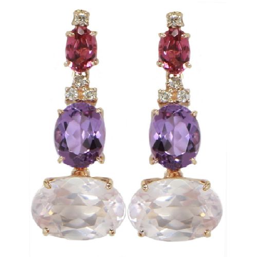 Aretes Amatista oro Rosa 001105