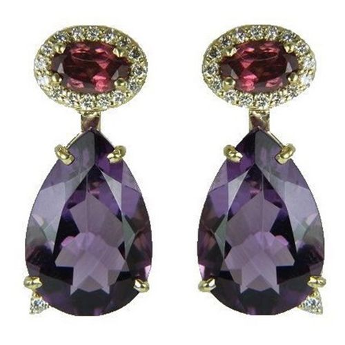 Aretes Amatista oro Amarillo 001108