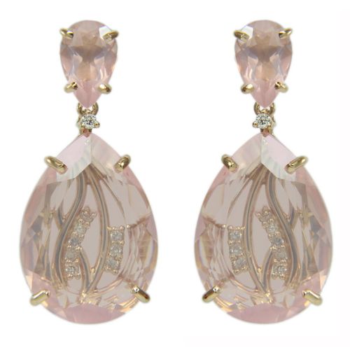 Aretes Cuarzo oro Rosa 001120