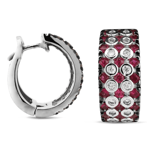 ARETES RUBI ORO BLANCO 001651
